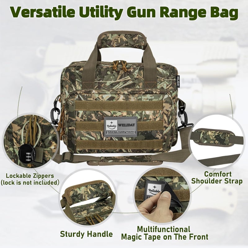 WELIDAY Gun Range Bag, Tactical 2 Pistol Bag for Handguns and Ammo, Firearm Shooting Case with Multi-Pockets, Duffle Bag for Shooting & Outdoor Hunting - Image 3